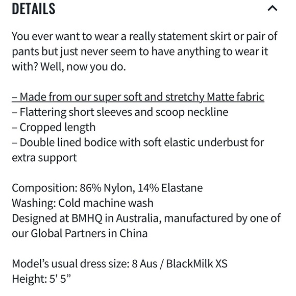 Blackmilk | Matte Black Short Sleeve Crop Top | Lavender Sz XXL - Picture 4 of 11